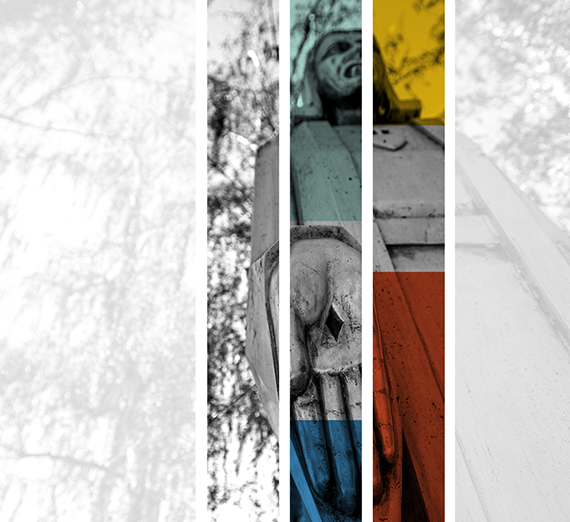 Child in black and white looking up at camera.